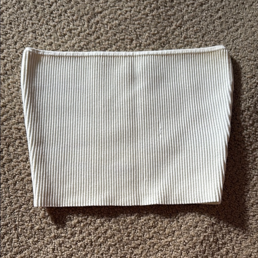Babaton Cream Ribbed Mini Top